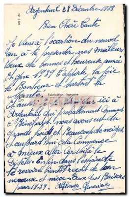 Pansy i zimowy krajobraz — Szczęśliwy Nowy Rok — Ardententil, nr 1304 — Rewers