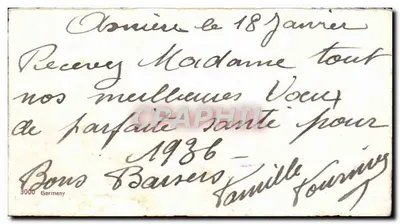 Bouquet de fleurs — carte de vœux avec ruban violet — éditeur '3000 Germany' (verso) — Verso