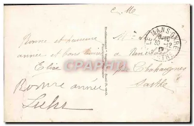 Casal abraçado — paisagem alpina nevada — Bleuet 53 — Verso