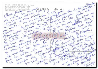 Lloret de Mar (Costa Brava) — Vista geral de sua grande praia — Parjeta Postal n°154 — Verso