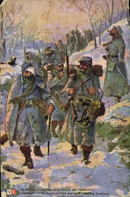 Żołnierze wracający z tranchées — Wojna — Poilus wracający z tranchées — Wydawca V.C. — N° Z.4
