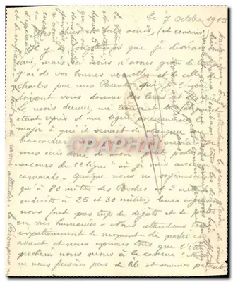 Militärische Karteikarte — 7. Oktober 1915 — Tresométrie, Sarthe — an Herrn V. Garnier, Le Mans — Rückseite