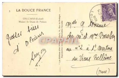 Huis van Diane de Poitiers — Orléans (Loiret) — Les Éditions d'Art Yvory — Achterkant