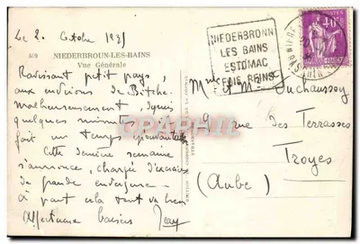 Niederbroun-les-Bains — Ogólny widok — Wydawnictwo Cigognes — Rewers