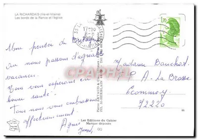 La Richardais — widok portu, kościoła i zachodzącego słońca — Pierre Artaud & Cie, St-Herblain — Rewers