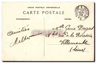 Belfort — Le Lion — dzieło Bartholdi — wydawca A. i H. (nr 2033) — Rewers