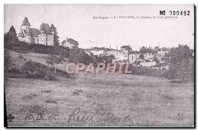 Thiviers, o Castelo e Vista Geral — Dordogne — Editor R. Charles, n° 000492