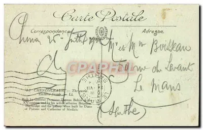 Chenonceaux — Zamek — Fronton Zachodni — LL. — Wydawca LL. — Rewers