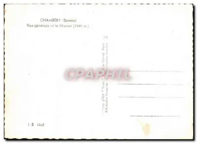 Chambéry (Savoie) — allgemeine Ansicht und der Nivolet (1546 m) — Éditions d'Art 'Yvon', Paris — Rückseite