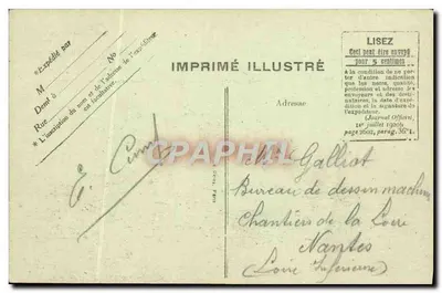 O Transatlântico "France" — 116. Le Havre — Imprimé Illustré — Verso
