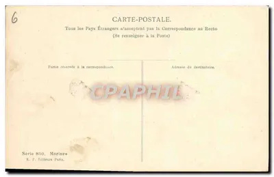 Sailing Boat — on a rocky shore — K. F. Publishers Paris, Series 830 — Back