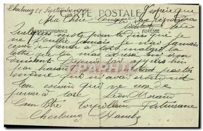 Cherbourg — Sammlung F. C. — Ein Gedanke an alle von euch Cherbourg — Rückseite