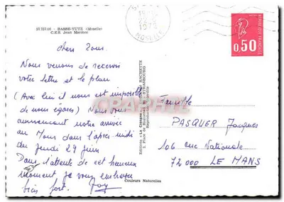 Bilhete postal moderno Basse Yutz Jean Mermoz — Verso