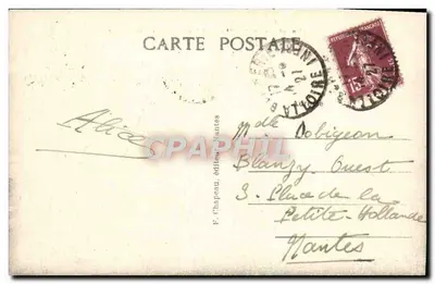 La Bernerie (Loire-Inf.) — Brzeg plaży i Digue de Rochers w morzu — F. Chapeau wydawca — Rewers