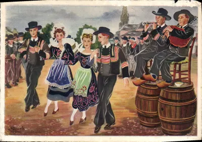 Bilhete postal moderno Bannalec A Gavotte Folclore