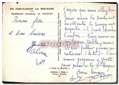 Bilhete postal moderno Bannalec A Gavotte Folclore — Verso