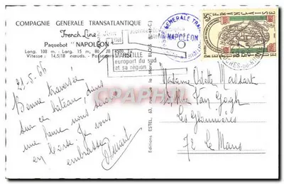 Paquebot "NAPOLÉON" — Compagnie Générale Transatlantique — edições Editions ESTEL — Verso