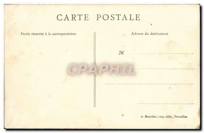 Panorama de Versailles — vista aérea do castelo e dos jardins — A. Bourdier, imp.-edit., Versailles — Verso
