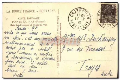 Pointe du Raz — Zatoka Zmarłych — Wydawnictwo Art Yvon, nr 3 — Rewers