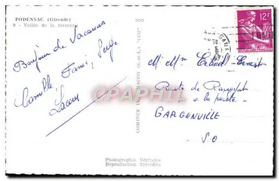Podensac (Gironde) — Vale da Garonne — Compièr (S.-et-L.) — Verso