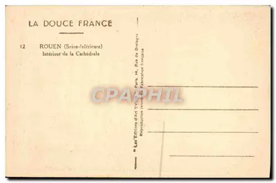 Rouen — Intérieur de la Cathédrale — Éditions d'Art Yvon, Paris — Verso