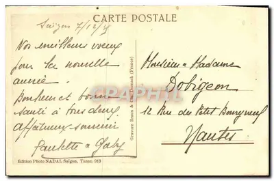 TANAN — Atraccción de las chaloupas — Edición Foto NADAL Saigon 913 — Reverso