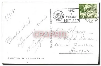 Genebra — O Ponte do Mont-Blanc e o Jura — C.A.P. — n°6 — Verso