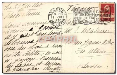 Genewa — widok z lotu ptaka Mostu Coulouvrenière i Rzeka Rho — wydawca LL, n° 49 — Rewers
