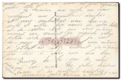Aimons-nous — Art Nouveau-Karte mit Blumenillustration und Paar — Verlag nicht sichtbar — Rückseite