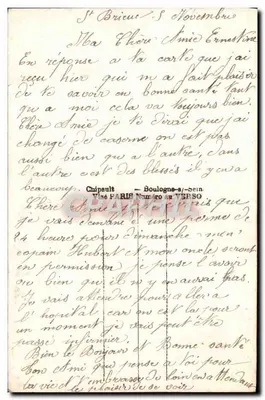 Mulher em vestido amarelo segurando flores — Soldado em uniforme — E.M. 352 — Verso