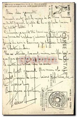 Scènes Militaires — E.R. Paris — La Bienvenue. Modèle déposé n° 1457 — Verso