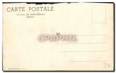 Section de mitrailleuses alpine — soldats et mules chargées — éditeur Georges Lang, Pura — Rückseite