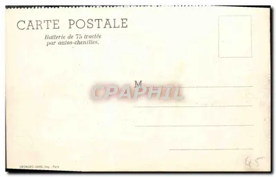 Batería de 75 arrastrada por vehículos de orugas — Georges Lang, París — n° 45 — Reverso
