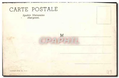 Spahis marroquinos carregando — Georges Lang, n° 48 — Verso
