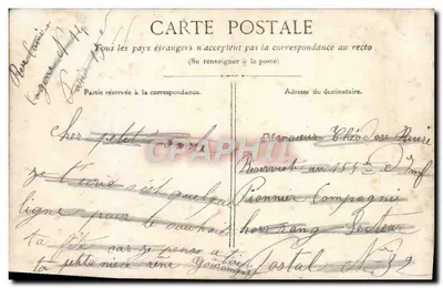 Dziewczyna i żołnierz — scena pocztowa — wydawca 'Le Renseigne' — Rewers