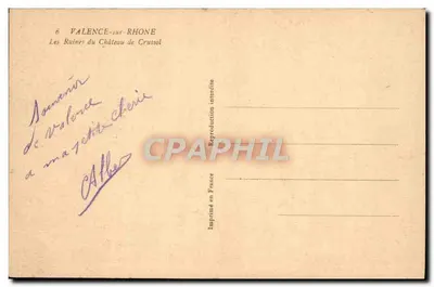 Ruiny Zamku Crussol — Valence-sur-Rhône — Wydrukowane we Francji — Rewers