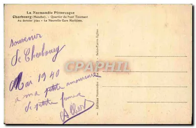 Cherbourg (Manche) - Dzielnica Mostu Skrętnego — Nowa Portowa Stacja — Wydawca Le Goubey — Rewers
