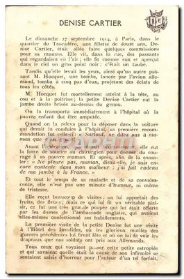 Denise Cartier — vítima de um avião em Paris — FAITS DE GUERRE 1914-1915 — Verso