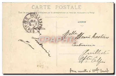 Groupe de Soldats Français et Italiens à la Frontière — Imp. Pap. Chautard, Briançon et Ste-Catherine — Verso