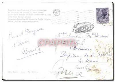 Courmayeur - Italian-French Border at Punta Helbronner m. 3470 with Mont Blanc Glaciers — Back
