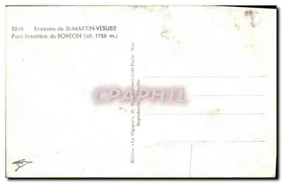 Ponte fronteira do BORÉON — Em torno de St-MARTIN-VÉSUBIE — Edição La Cigogne — Verso