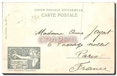 Exposição universal de Liège 1905 — Vista do rio Meuse — Carte postale officielle n° 594 — Verso