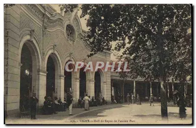 Bilhete postal antigo Hall de Repos do antigo Parc em Vichy