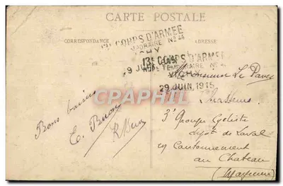 Bilhete postal antigo Hall de Repos do antigo Parc em Vichy — Verso