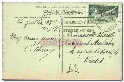 Vichy - Aleja Parku przy Wejściu do Kasyna — wydawca anonimowy, nr 337 — Rewers