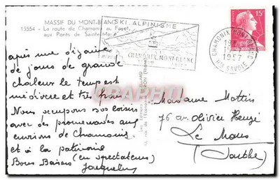 Mosty w Sainte-Marie — droga z Chamonix do Fayet — wydawca Les éditions de l'Économie (Rhône) n°15554 — Rewers