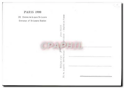 Wejście do stacji Saint-Lazare — Paryż 1900 — Wydawnictwo J.-Jaurès — Rewers