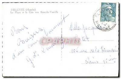 Dielette (Manche) — O Farol e a Costa em direção a Siouville-Vauville — Cim — Verso