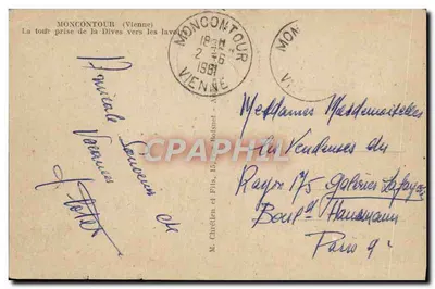 Bilhete postal antigo Moncontour Torre Tomada da Dives Para os lavatórios — Verso