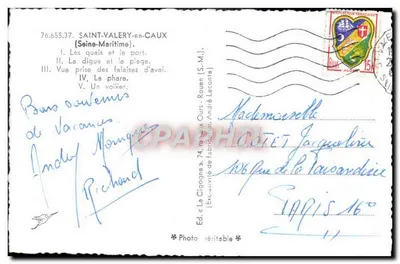 Saint Valéry-en-Caux — Erinnerung an — Verlag « La Cigogne », 74, rue des Ours - Rouen (S.M.) — Rückseite
